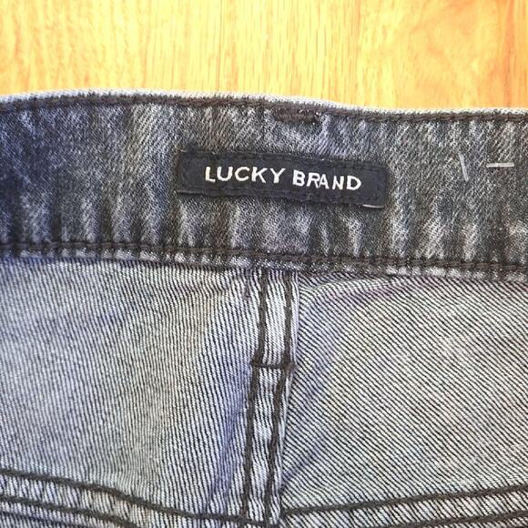 Lucky Brand men's Gray jeans fit acid wash patched/repaired knees size 32 - Picture 4 of 8